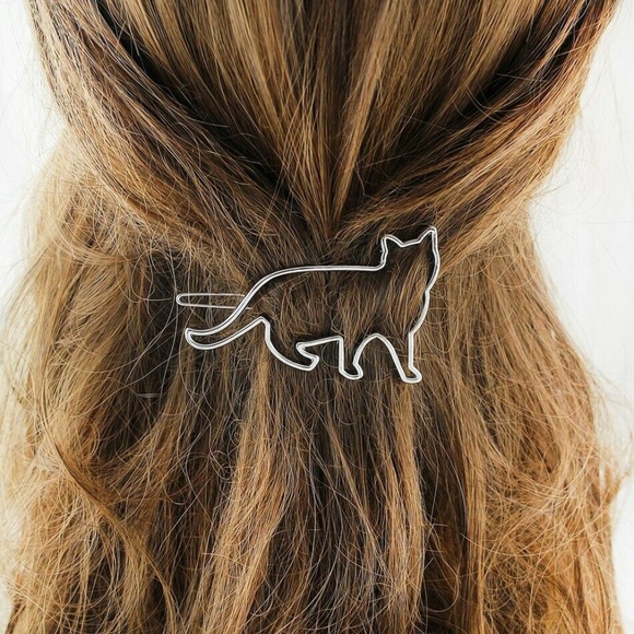 Other - Cat Barrette Hair Clip or Scarf Clip Gold/Silver